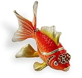 Objet D'Art Release #221 "Shimmer" The Gold Fish Handmade Jeweled Enameled Metal Trinket BoxIMAGE