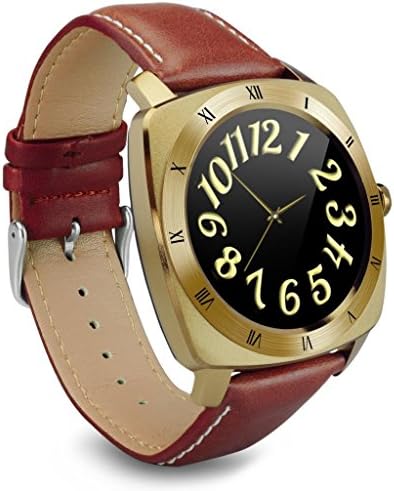 HYON DM88 Waterproof Bluetooth Smart Watch with Suture Leather Strap Heart Rate Monitor Remote Camera Wrist Smartwatch for Android iOS Mobile Phone (Silver)