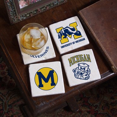 University of Michigan Logos Marble Coasters