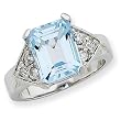 Sterling Silver Blue Topaz & CZ Ring