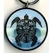 Tribal Ocean Turtle Metal Keychain with Art by Biffle ~ Parting the Waves