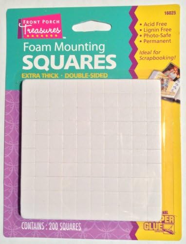 Foam Mounting Squares Double Sided Extra Thick Small 200 Squares Per Package (2 packs)