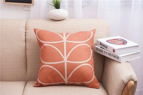 Miss Mango 18 x 18-Inch Decorative Ramie Cotton Square Throw Pillow Cover Cushion Case Handmade Orange Pattern