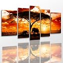 Bild auf LEINWAND +5 TEILIG + AFRIKA SONNENUNTERGANG PANORAMA Wandbilder 939 + ++ RIESEN BILDER AUSWAHL IN UNSEREM HAENDLERSHOP +++
