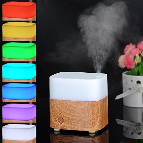 Efrank 120ml Wooden Base Oil Aroma Diffuser - Eco-friendly 7 Colors Changing Lights Ultrasonic Essential Oil Purifier Air Humidifier