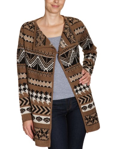 TOM TAILOR Damen Strickjacke 30151160070/fancy jaquard knit cape, Gr. 36 (S), Braun (8212) Preisvergleich