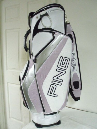 Ping Outlander Cart Bag Wht/Silver/Pink 10-way 