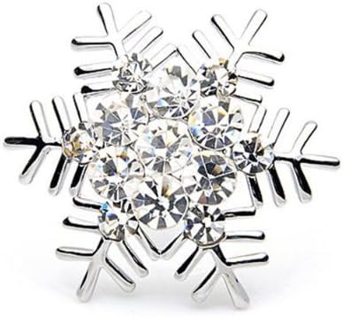 Adorable Snowflake and Jeweled Silver Tone Brooch