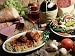 Spaghetti and Meatballs with Side Dishes and Wine Photographic Poster Print by Vic Bider, 64x48