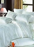 4-pc Luxury Cyan Imitated Silk Duvet Cover Bedding Set Full / Queen Size