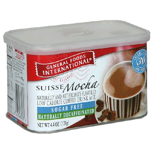 General Foods International Coffee, Sugar Free Naturally Decaffeinated Suisse Mocha Coffee Drink Mix, 4.4-Ounce Tins (Pack of 6)