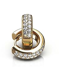 14KT Yellow Gold Elegant Pave Diamond Hoop Earrings containing Thirty-Two Round Brilliant Cut Diamonds Total. 1/2 CTW