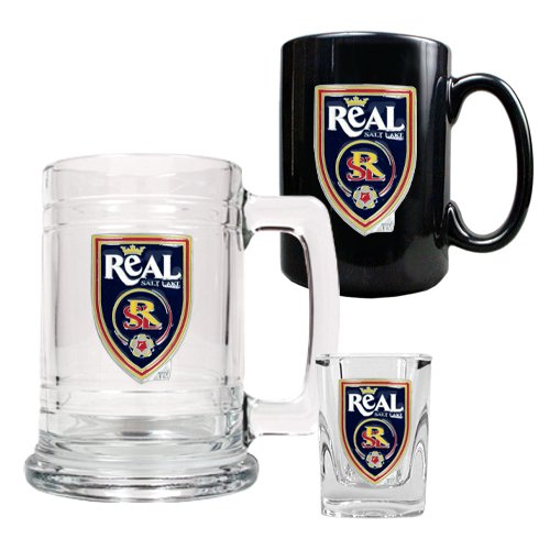 Real Salt Lake MLS 15oz Tankard, 15oz Ceramic Mug & 2oz Shot Glass Set - Primary Team Logo