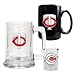 Minnesota Twins MLB Glass Tankard Beer Mug / Ceramic Coffee Mug / Square Shot Glass 3-Piece Set