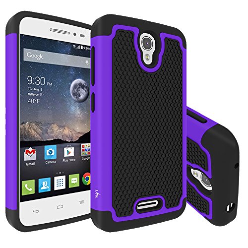 POP Astro Case, LK [Drop Protection] Shock-Absorption Hybrid Dual Layer Armor Defender Protective Case Cover for Alcatel OneTouch POP Astro (Purple)