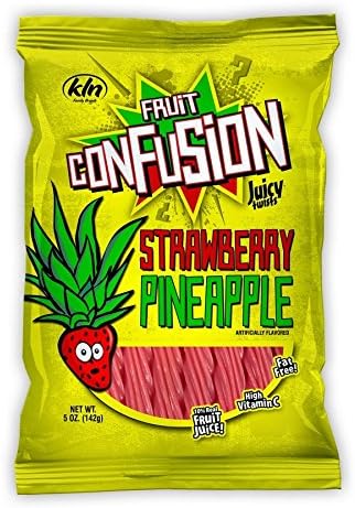 Clay Foods - Kenny's Fruit Confusions Twists - Pick a Flavor - BerryCherry, OrangeBanana, LemonLime, or StrawberryPineapple - 5 oz Bag (Strawberry Pineapple)