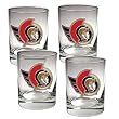 Ottawa Senators NHL 4pc Rocks Glass Set - Primary Logo by Great American Products