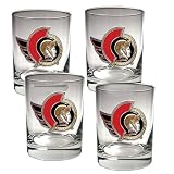 Ottawa Senators NHL 4pc Rocks Glass Set - Primary Logo