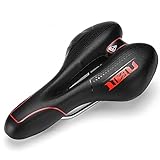 hotwind自転車自転車のサドルmtbジェル快適サイクリングロードのサドルシートクッションパッド30×16（黒と赤）