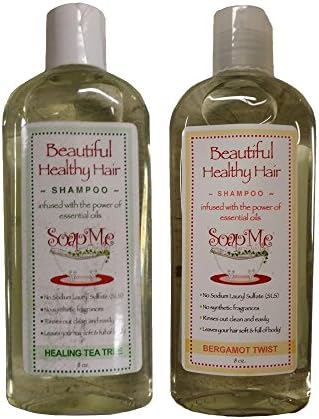 Soap Me Beautiful Healthy Hair Shampoo, Bergamot Twist and Healing Tea Tree 8 oz Kit with Dimple Bracelet