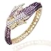 EVER FAITH® Gold-Tone Bold Dragon Bracelet Purple Austrian Crystal