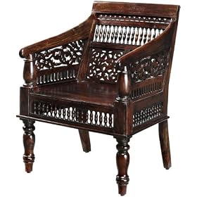 Hand - carved Maharaja Chair, 33Hx25W, NATURAL