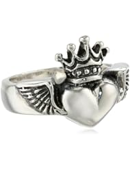 King Baby Winged Heart Sterling Silver Ring, Size 7