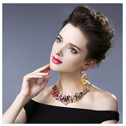 Hamer Collar Costume Jewelry Crystal Choker Pendant Statement Chain Charm Necklace and Earrings Sets Women (7#)