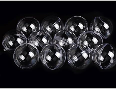 Kosnail Clear DIY Christmas Plastic Acrylic Fillable Ball Ornament For Craft , DIY with Wire- Pack of 12,60 MM