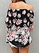 Persun Women Black Floral Off Shoulder Batwing Sleeve Blouse
