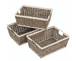 BRAND NEW TWO TONE SEAGRASS SHELF STORAGE BASKETS