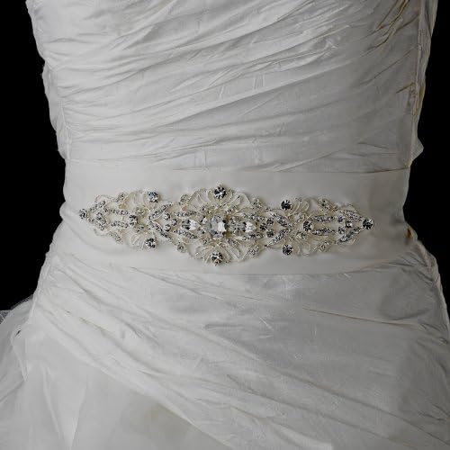 Vintage Crystal Wedding Bridal Sash Belt - Ivory