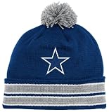 Dallas Cowboys Navy Mitchell & Ness Throwbacks Jersey Stripe Cuffed Pom Knit Hat