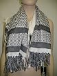 INDIGO STAR DESIGNER WOVEN PATTERN SCARF WHITE