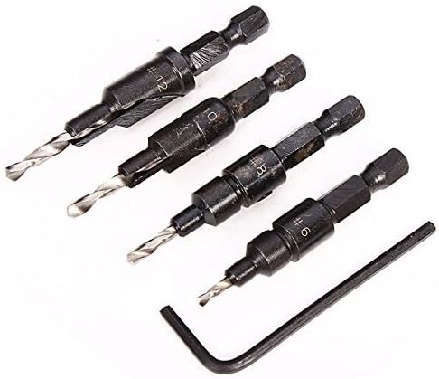 4pcs HSS 1/4 Hex Shank Countersunk Drill Bit Tapper Tool Set by Khanet shop