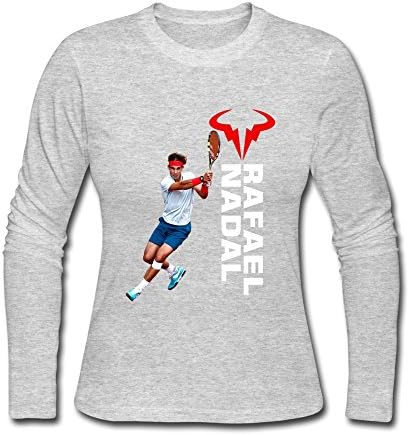 YesHD Women's Rafael Nadal Logo Long Sleeve Tshirts Gray L