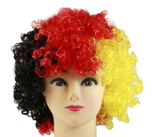 Perücke Afro Afroperücke Lockenkopf Lockenperücke Fanperücke schwarz/rot/gold Deutschland Fußball EM 2012