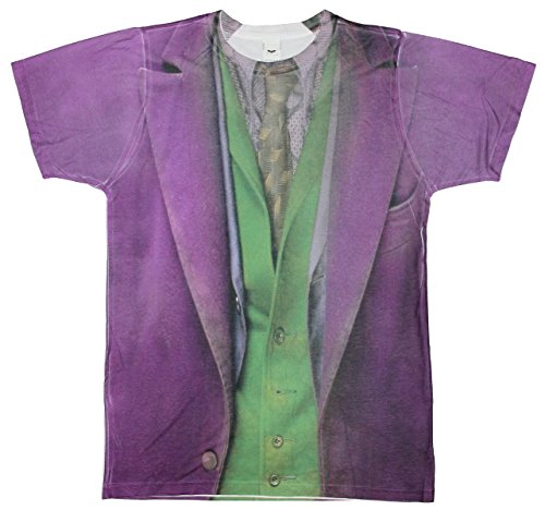 Dark Knight Joker Costume Mens Poly Short Sleeve Sublimation Crew Shirt