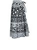 Womans Skirts- Gypsy Black White Indian Printed Cotton Wrap Around Skirt Beach Wrap