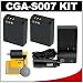 (2) CTA CGA-S007 Rechargeable Li-ion Batteries + Mini Battery Charger + Cleaning Kit for Panasonic Lumix DMC-TZ50, TZ5, TZ4, TZ3, TZ2 & TZ1 Digital Cameras