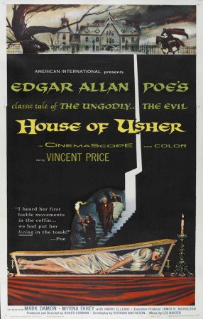House of Usher Poster Movie B 11x17 Vincent Price Mark Damon Myrna Fahey Harry Ellerbe MasterPoster Print, 11x17