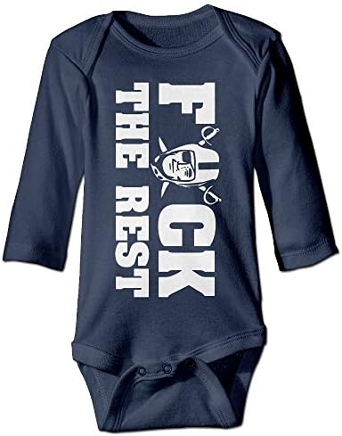 HYRONE Fuck Rest Oakland Football Logo Baby Bodysuit Long Sleeve Climbing Clothes Size 12 Months Navy