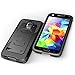 Galaxy S5 Case, i-Blason Armorbox Dual Layer Hybrid Full-body Protective Case with Front Cover and Built-in Screen Protector / Impact Resistant Bumpers (Black)