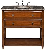 IMAGE OF Marble Granite and Cherry Finish Shelf and Sink Vanity