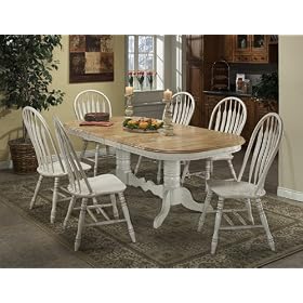 Entree Buttermilk and Natural Double Pedestal Butterfly Leaf Dining Table