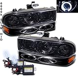 IMAGE OF Eautolight Chevy Chevrolet S10 Blazer Halo Projector Headlights Head lamp Smoke / Signal Bumper Lights Black with 6000k Slim Xenon HID Kit