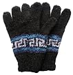 Handmade Artisan Wool Gloves - Black with Traditional Design (Large/men/women)