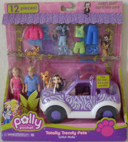Polly Pocket Totally Trendy Pets Wild Ride Safari Car - Polly and Rick (Purple)