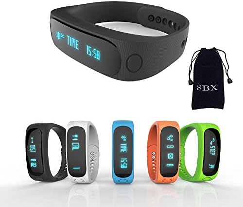 SBX Smart Sport Bluetooth Silicone Bracelet,Healthy Assistant Bluetooth 4.0 Sports Intelligent Wearable Bracelet Waterproof IP57 Anti-lost Warning Passometer Sleep Monitor For IOS Android Phone (Black)