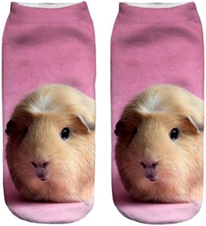 TRENDY STYLISH Pink Little Rat Cartoon Design Vintage Socks Low Ankle